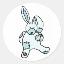Patchwork Bunny Stickers - Blue