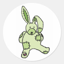 Patchwork Bunny Stickers - Green