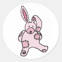Patchwork Bunny Stickers - Pink