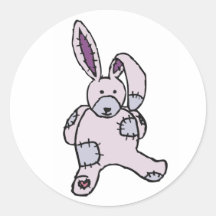 Patchwork Bunny Stickers - Purple