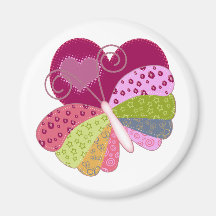 Patchwork Butterfly Heart Magnets