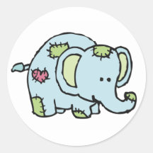 Patchwork Elephant Stickers - Blue & Green
