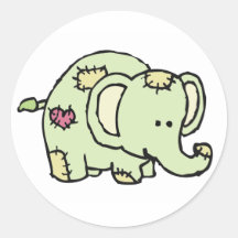 Patchwork Elephant Stickers - Green & Yellow