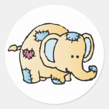 Patchwork Elephant Stickers - Peach & Blue