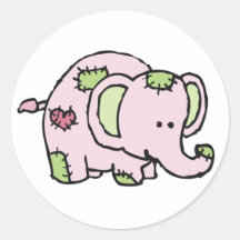 Patchwork Elephant Stickers - Pink & Green