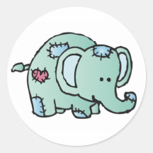 Patchwork Elephant Stickers - Teal & Blue
