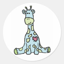 Patchwork Giraffe Stickers - Blue & Green