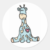 Patchwork Giraffe Stickers - Blue & Orange