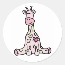 Patchwork Giraffe Stickers - Pink & Green