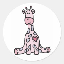 Patchwork Giraffe Stickers - Pink & Purple