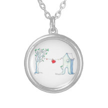 Patchwork heart hanging on clothesline jewelry