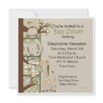 Patchwork in Greens Baby Shower Invitation