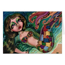 Patchwork Mermaid Greeting Card