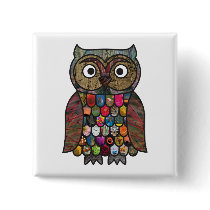 Patchwork Owl Square Badge