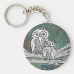 Patchwork Owls key chain
