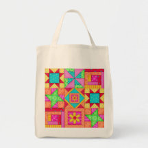 Patchwrok Quilt Grocery Tote Bag