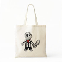 PATCHY CHAINSAW HALLOWEEN SKELETON TOTE BAG