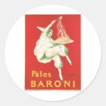 Pates Baroni Vintage Food Ad Art Round Sticker