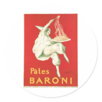 Pates Baroni Vintage Food Ad Art Round Sticker