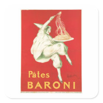 Pates Baroni Vintage Food Ad Art Square Stickers
