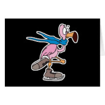 patinage de glace rose idiot de flamant carte de vœux