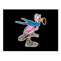 patinage de glace rose idiot de flamant cartes postales