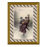 Patinage victorien de couples carte postale