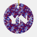 Patriot Stars monogrammed Christmas Tree Ornaments
