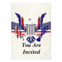 Patriotic American eagle & flag Personalized Invite