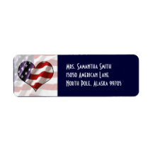 Patriotic American Flag Heart Address Label