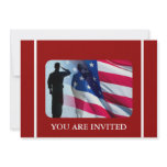 Patriotic American Flag with Veteran Soldier Custom Announcement