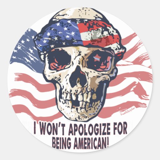 Patriotic American Skull Sticker