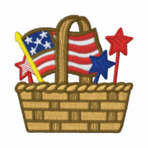 Patriotic basket USA flag stars embroidered shirt
