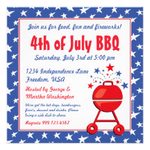 Patriotic BBQ Custom Custom Invitation