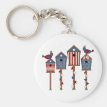 Patriotic Birdhouses (9) Key Chains