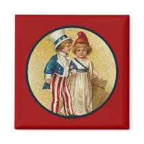 Patriotic_Boy and Girl_Magnet