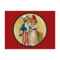 Patriotic_Boy and Girl_Postcard