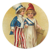 Patriotic_Boy and Girl_Sticker
