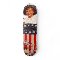 Patriotic Boy Flag Vintage 4th of July Skate Deck