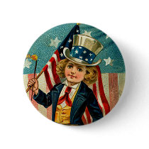 Patriotic Boy Round Button