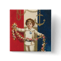 Patriotic Boy Square Button
