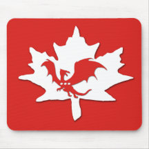 Patriotic Canadian Dragon Red Mouse Pads