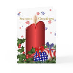 Patriotic Christmas Candle Greeting Greeting Cards