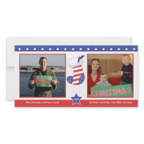 Patriotic Christmas Stocking Holiday Card Photo Greeting Card