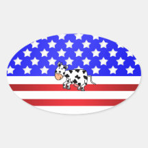 Patriotic cow oval stickers