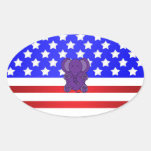 Patriotic elephant oval sticker