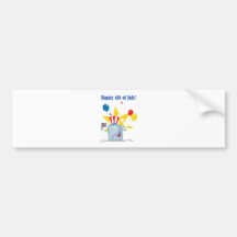 Patriotic Elephant Waving An American Flag Bumper Stickers