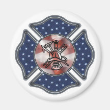 Patriotic Firefighter Maltese Fridge Magnets