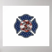 Patriotic Firefighter Poster