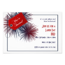 Patriotic Fireworks for Labour Day Invite